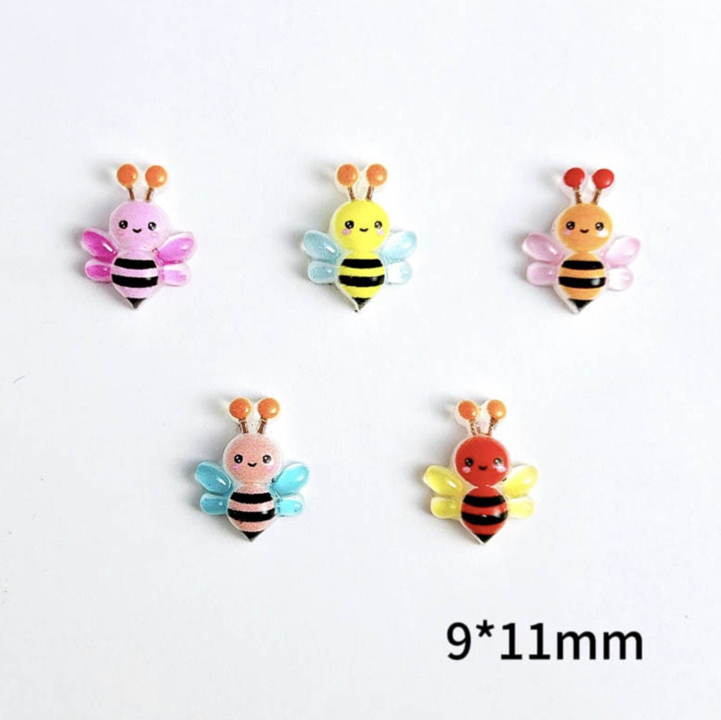 Colorful Mix of Cute Bees, Animal Themed 3D Nail Art Charms, Decoden, Mini Cabochon