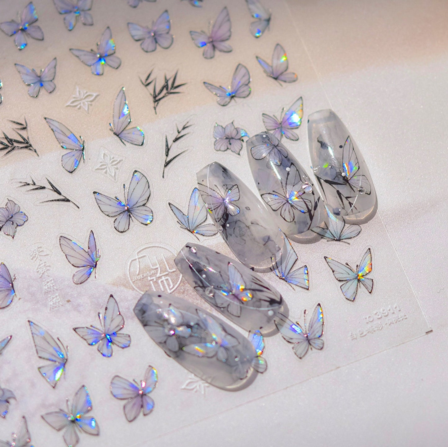 Dreamy Butterflies (Purple or Black) Themed Nail Art Stickers (to3910, to3911)