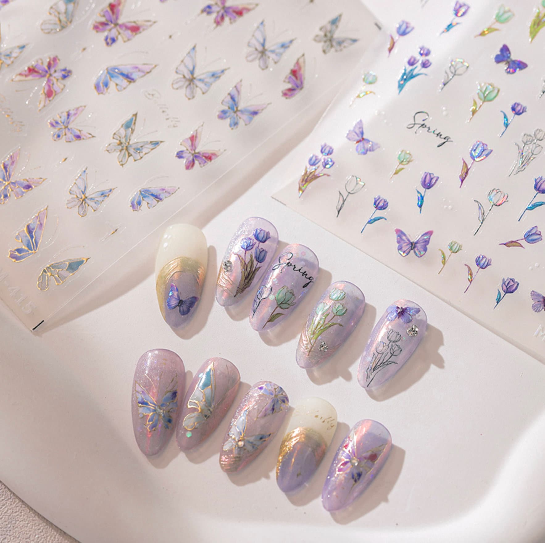 Elven Butterfly Garden, Butterfly Themed Nail Art Stickers