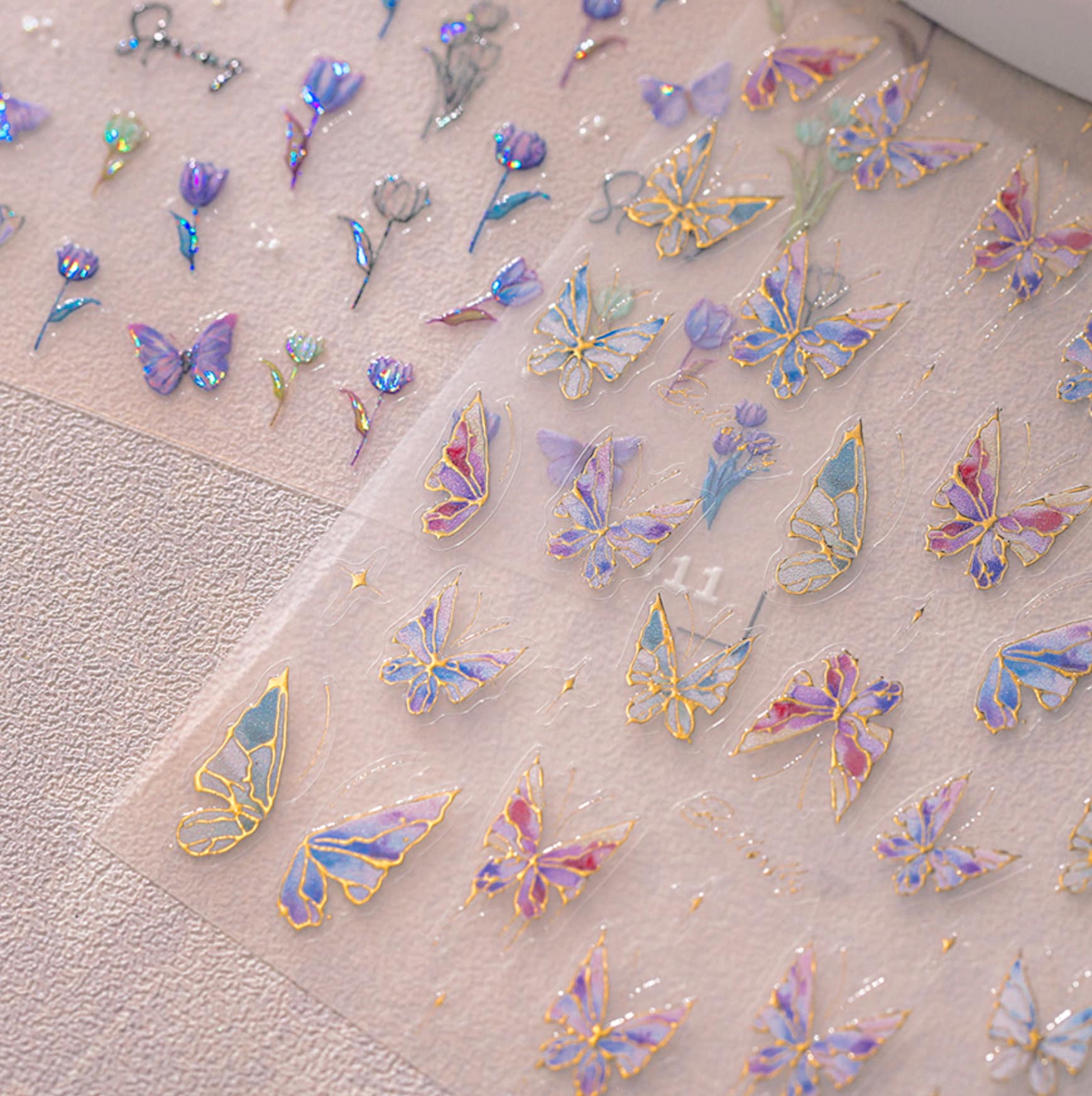 Elven Butterfly Garden, Butterfly Themed Nail Art Stickers