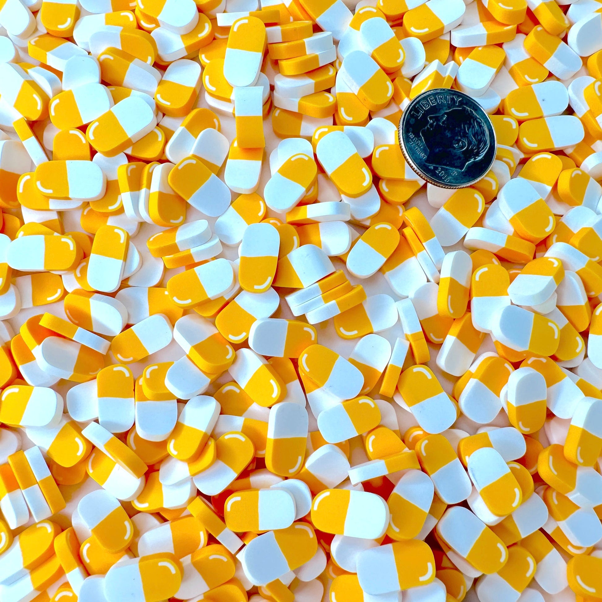 FAKE Orange Pill, Medical Field Theme Polymer Clay Sprinkle (NOT EDIBLE, 5MM/10MM ) D13-02/11