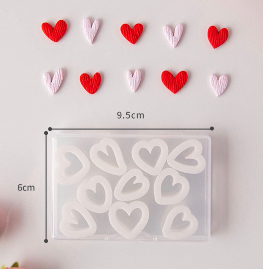 Mini Valentines Day Heart Themed Polymer Clay Cutter Set