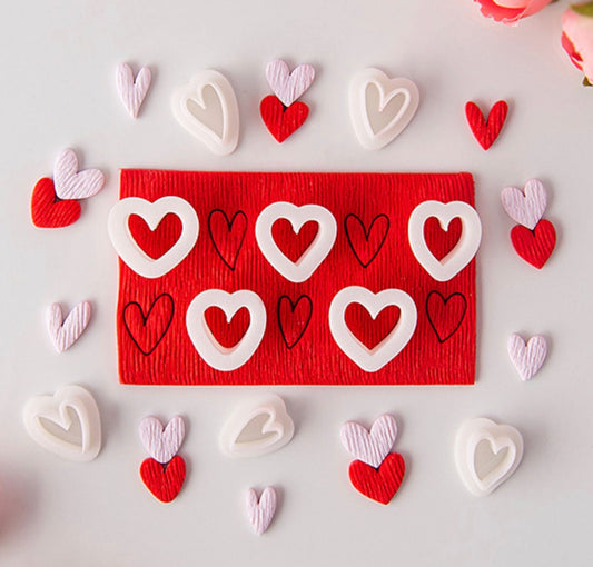 Mini Valentines Day Heart Themed Polymer Clay Cutter Set