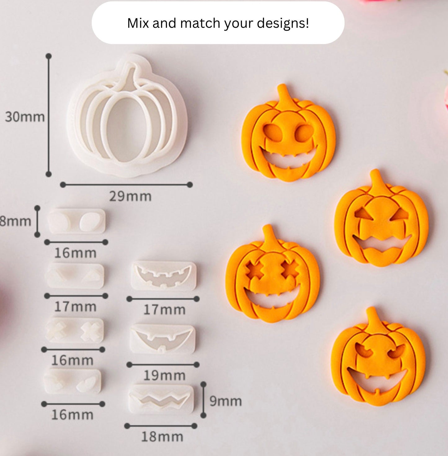 Mix and Match Jack-o-Lantern, Halloween Themed Polymer Clay Cutter Set