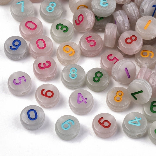 Glow-in-the-Dark Mixed Color 0-9 Individual Number Acrylic Beads (7MM)