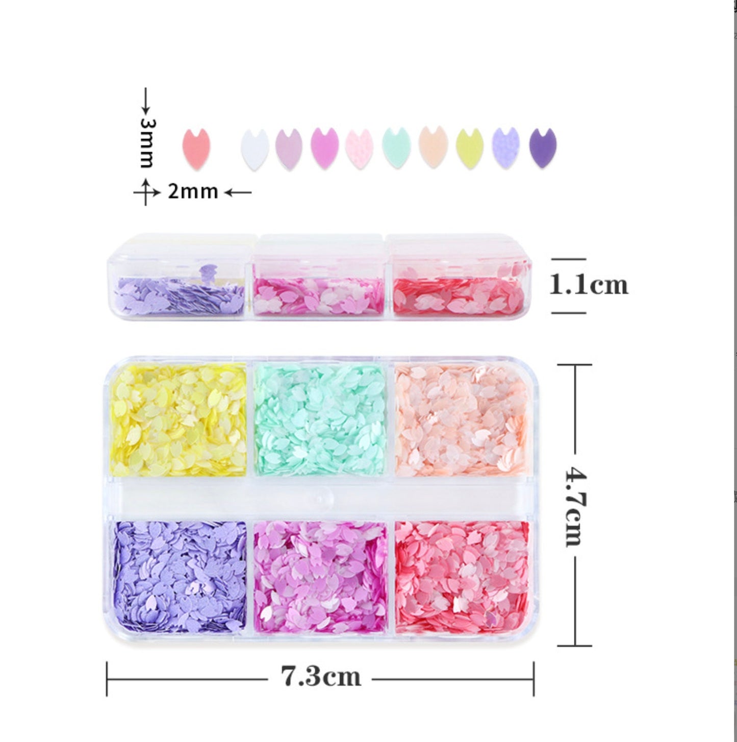 6 Color Bright Spring Sakura Petals Glitter Flake Set