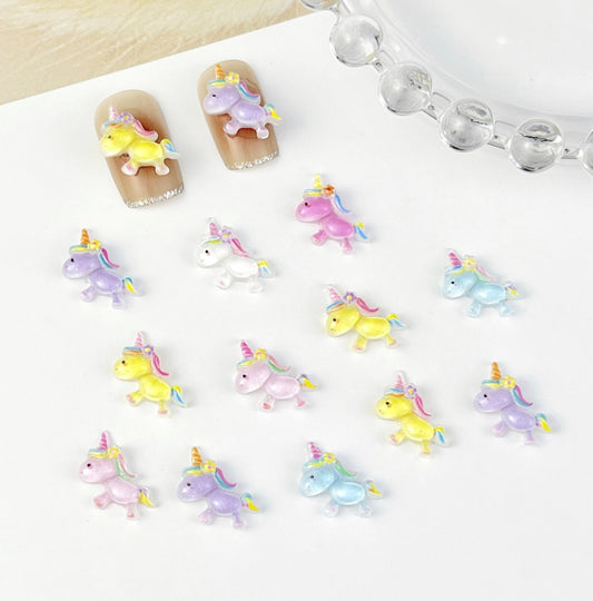 11MM x 12MM Glow-in-Dark Cute Unicorns, 3D Nail Art Charms, Decoden, DIY Supplies, Mini Cabochon