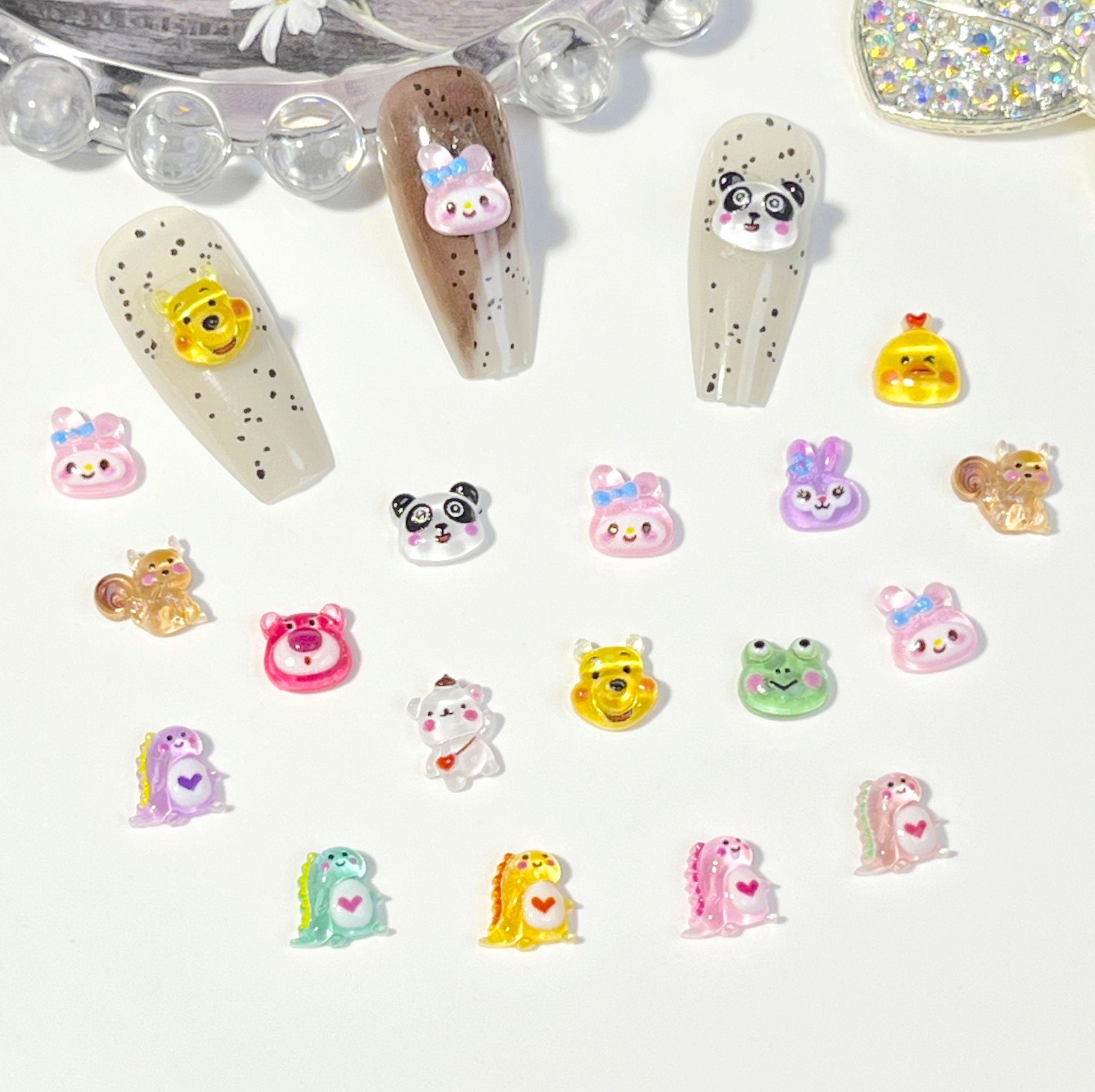 Cute Mixed Animal Themed 3D Nail Art Charms, Decoden, DIY Supplies, Mini Cabochon