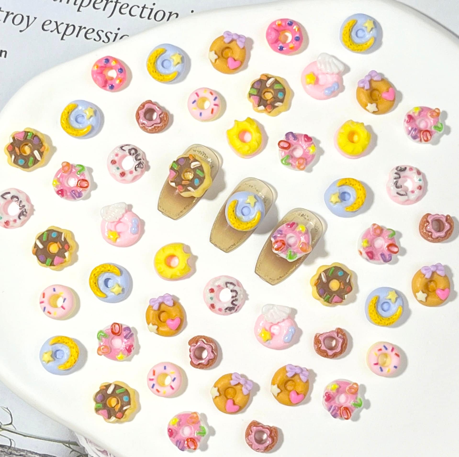 Donut Mix, Dessert Themed 3D Nail Art Charms, Decoden, Mini Cabochon