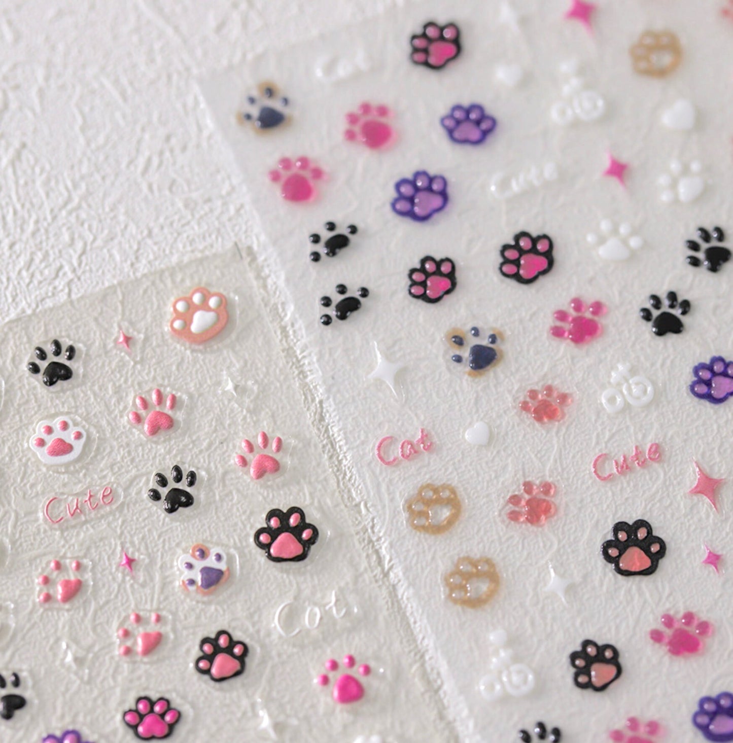 Cute Puffy Cat Paw, Animal Themed Nail Art Stickers (m337, TS-3660)