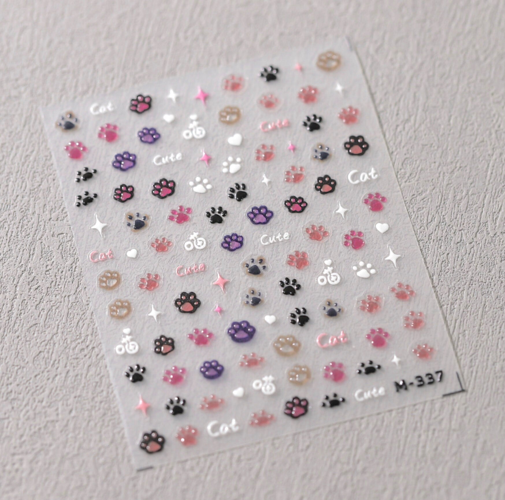 Cute Puffy Cat Paw, Animal Themed Nail Art Stickers (m337, TS-3660)