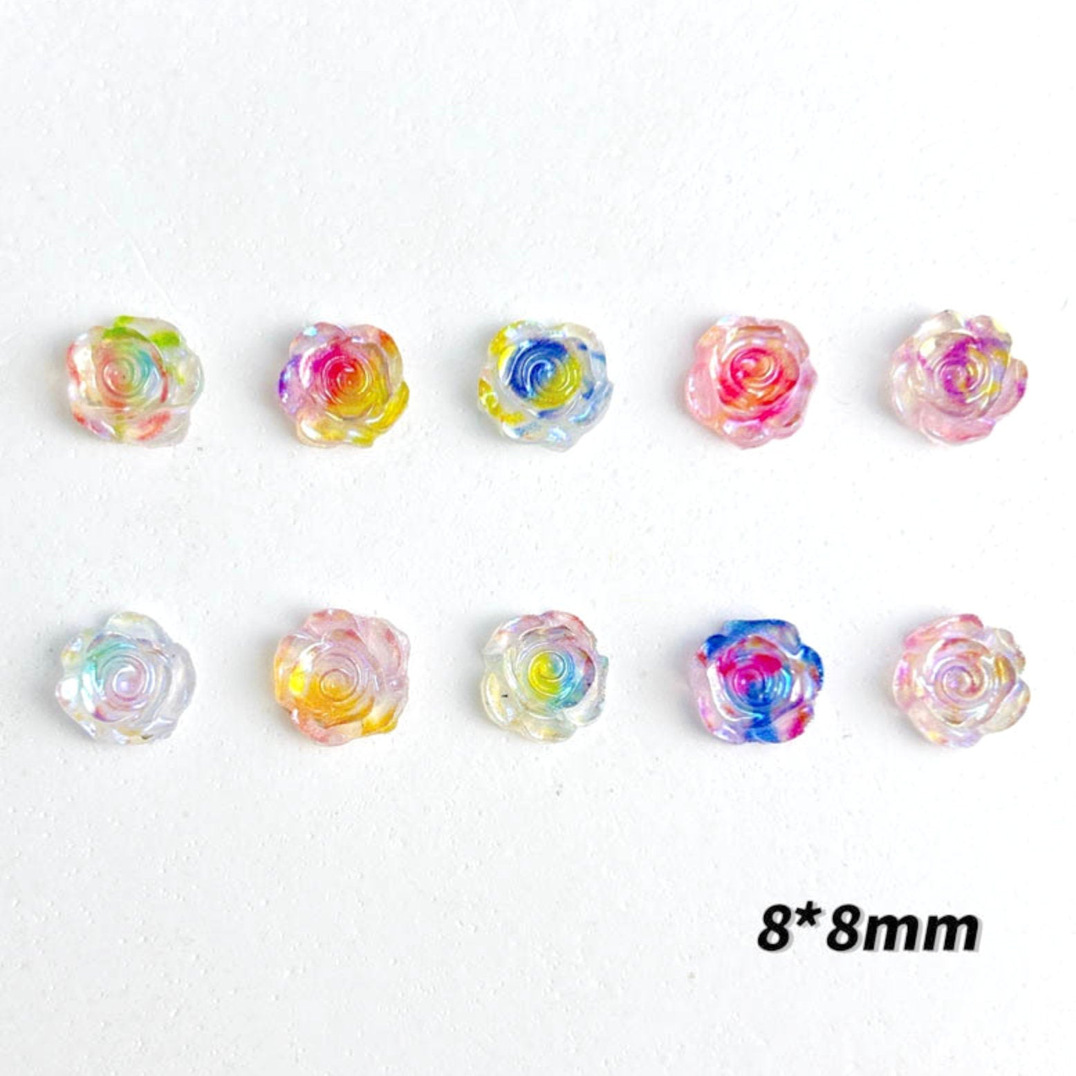 Translucent Gradient Colored Glow-in-the-Dark Roses, Floral Themed 3D Nail Art Charms, Decoden, DIY Supplies, Mini Cabochon