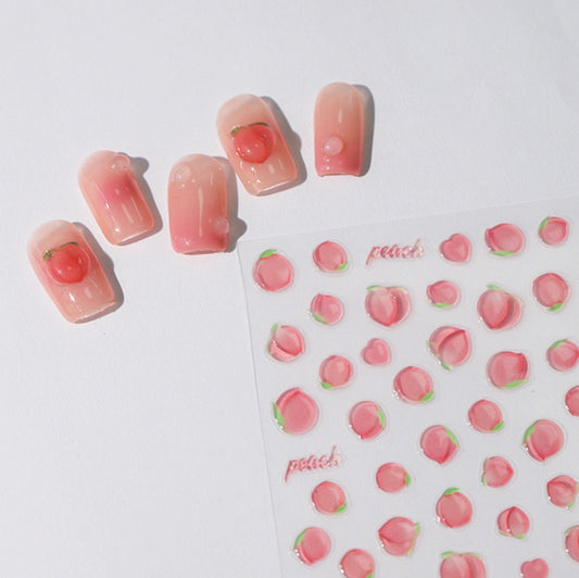 Jelly Peach, Fruit Themed Nail Art Stickers (M-106)