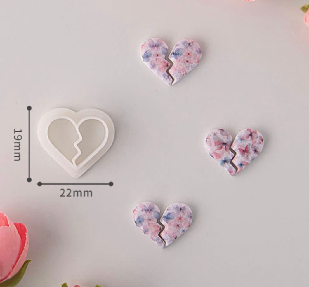 Whole/Broken Heart, Valentines Themed Cutout Polymer Clay Cutter