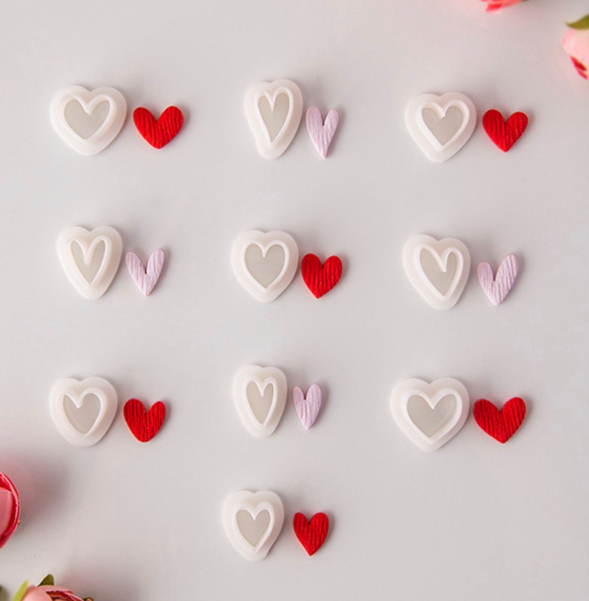 Mini Valentines Day Heart Themed Polymer Clay Cutter Set