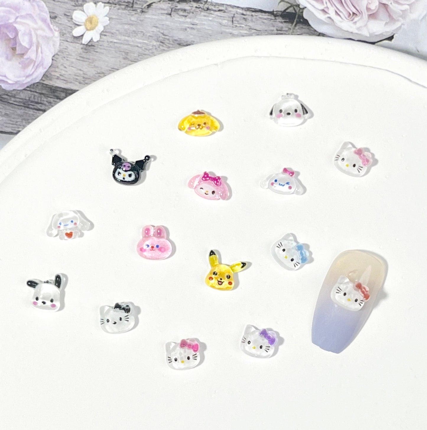 Cute Mixed Mini Cartoon Character Themed 3D Nail Art Charms, Decoden, DIY Supplies, Mini Cabochon