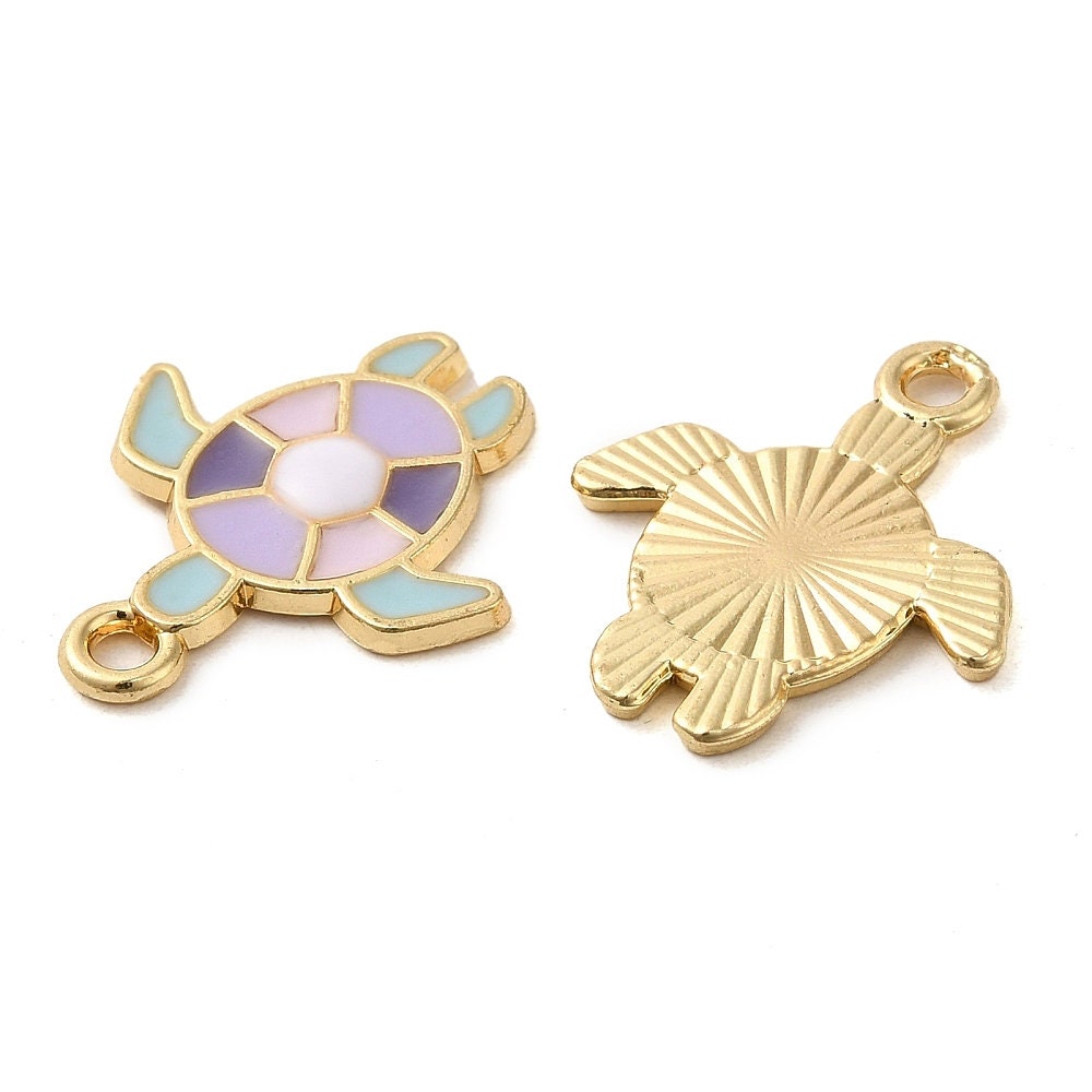 20MM x 17MM Pastel Purple Tropical Turtle, Marine Life Themed Enamel Charm