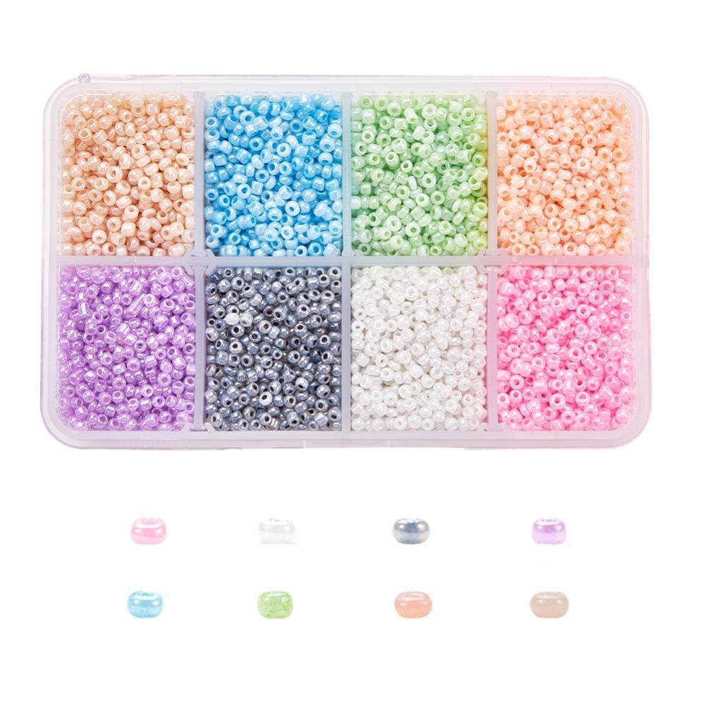 Macaron Pastels 12/0 Glass Seed Bead Set (2mm, 12500 pieces)