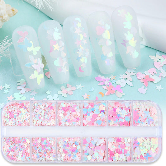 Iridescent Pastel Mixed Shapes, Glitter Flake Set for Nail Art, DIY