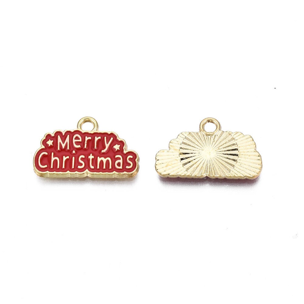 12MM x 20MM Red/Green Merry Christmas Themed Enamel Charm