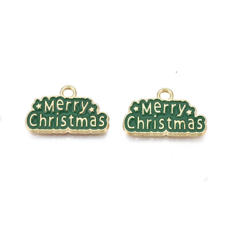 12MM x 20MM Red/Green Merry Christmas Themed Enamel Charm