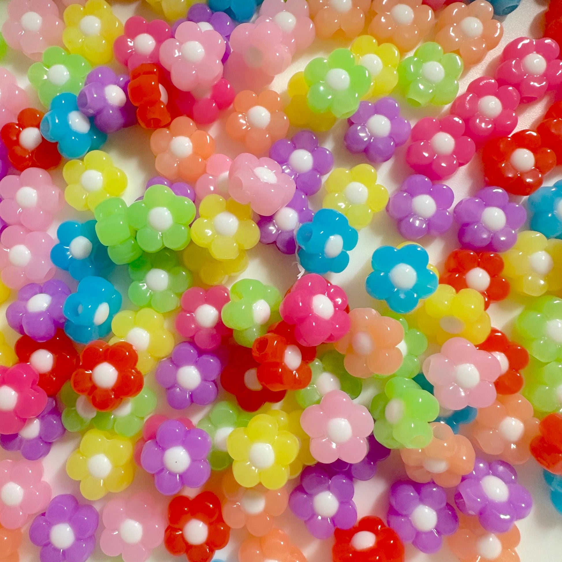 12MM Bright Colored Jelly Daisy Flower Acrylic Beads