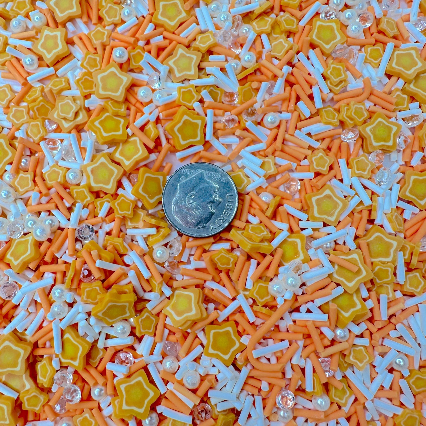 FAKE Double Orange Star Themed Polymer Clay Sprinkle Mix (NOT EDIBLE)