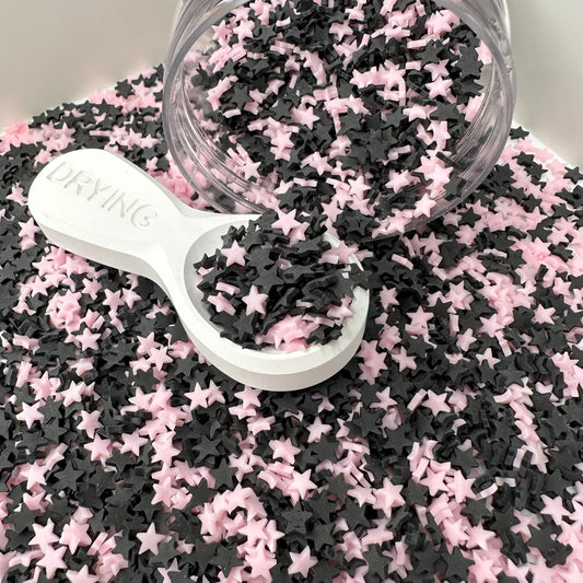 FAKE 5MM Pink and Black Star Polymer Clay Sprinkle Mix (NOT EDIBLE)