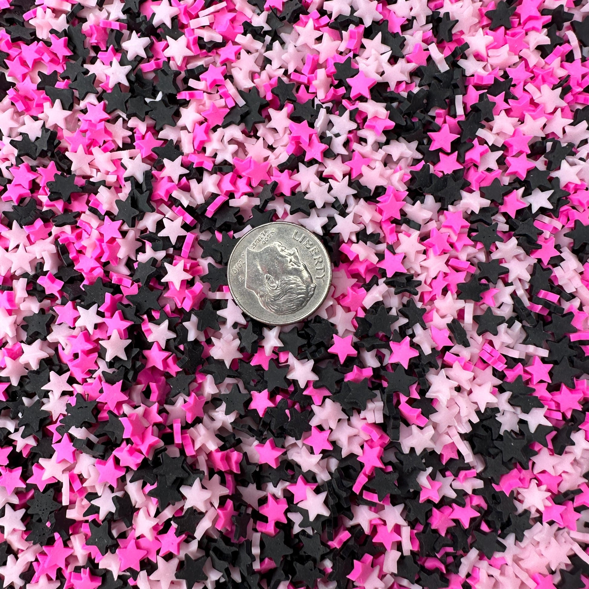 FAKE 5MM Black Pink Star Party Polymer Clay Sprinkle Mix (NOT EDIBLE)