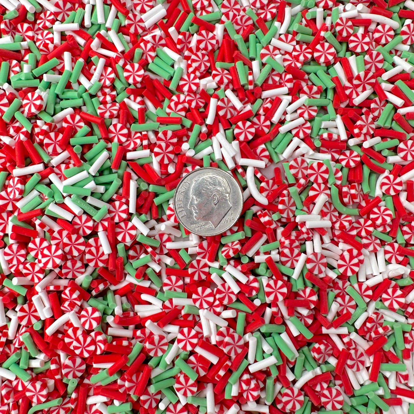 FAKE Green Christmas Themed Peppermint Polymer Clay Sprinkle Mix (NOT EDIBLE)