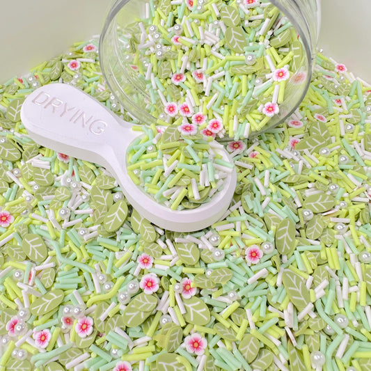 FAKE Green Flower Garden, Floral Themed Polymer Clay Sprinkle Mix (NOT EDIBLE)