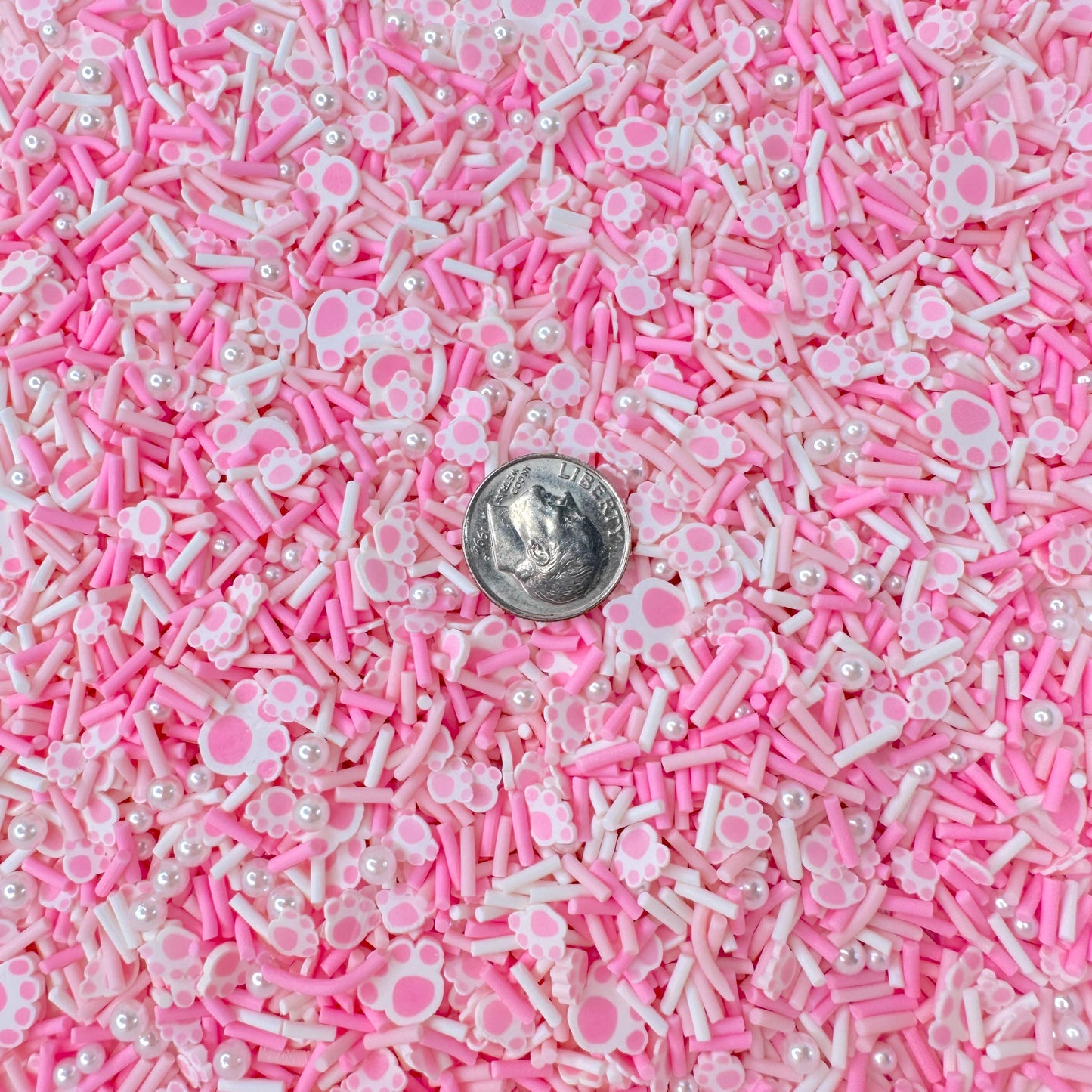 FAKE Pink Animal Paw Polymer Clay Sprinkle Mix (NOT EDIBLE)