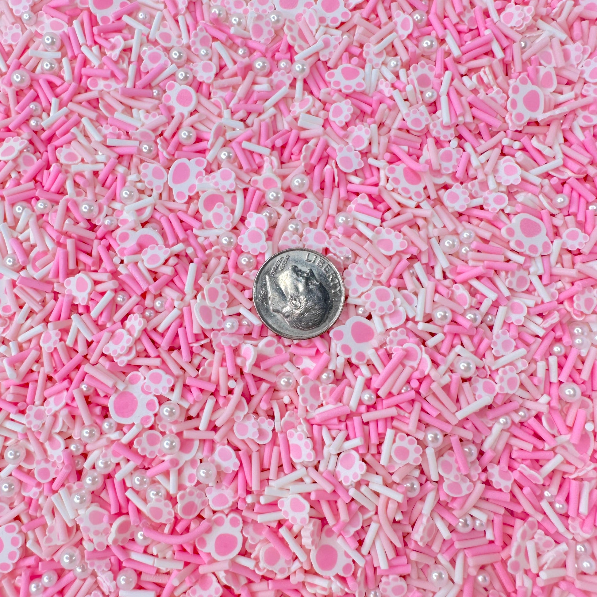 FAKE Pink Animal Paw Polymer Clay Sprinkle Mix (NOT EDIBLE)