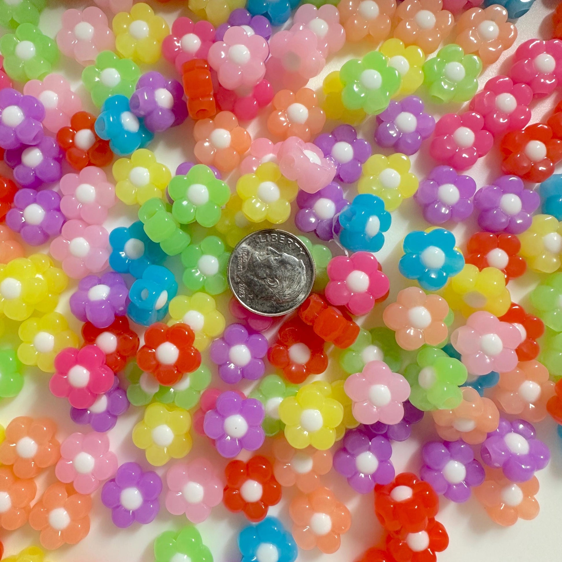 12MM Bright Colored Jelly Daisy Flower Acrylic Beads