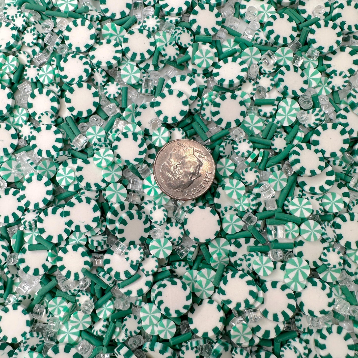 FAKE Green Peppermint, Christmas Themed Mix Polymer Clay Sprinkle (NOT EDIBLE)