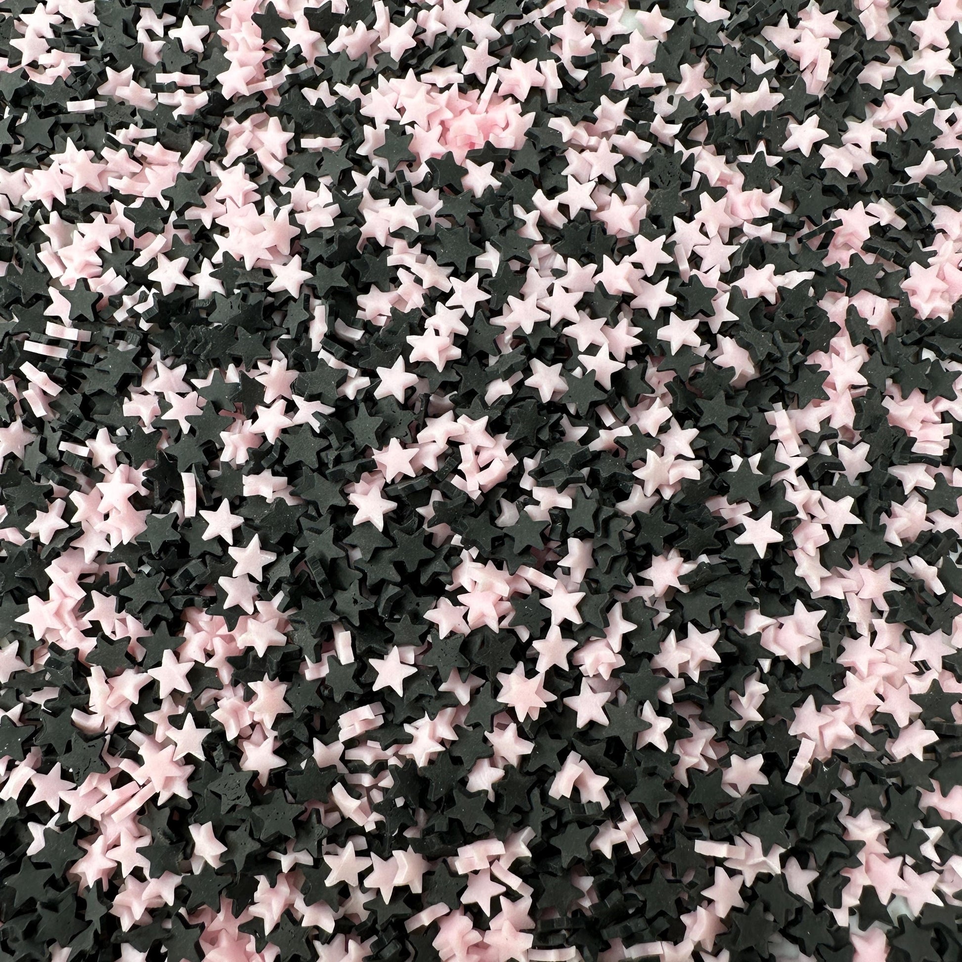 FAKE 5MM Pink and Black Star Polymer Clay Sprinkle Mix (NOT EDIBLE)