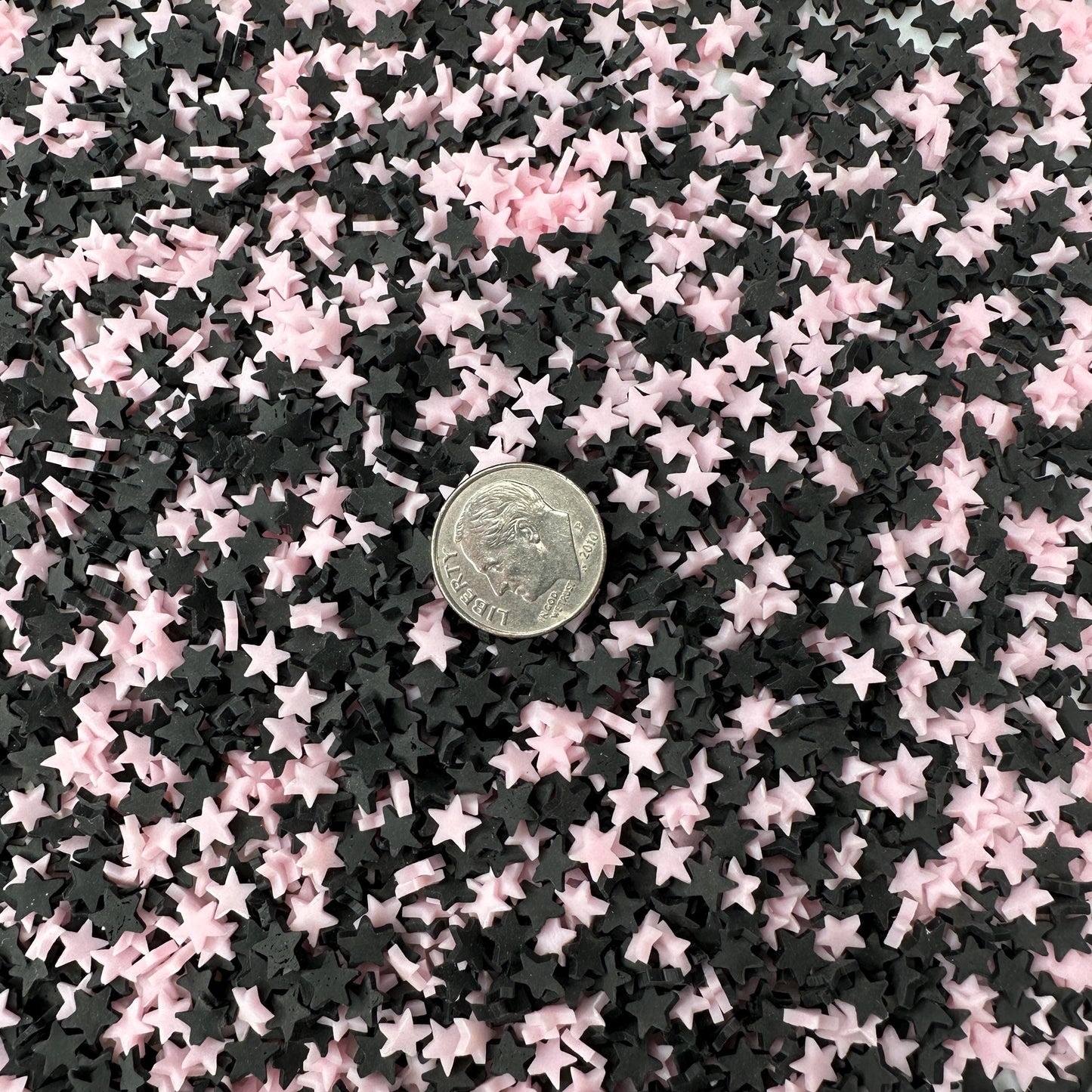 FAKE 5MM Pink and Black Star Polymer Clay Sprinkle Mix (NOT EDIBLE)