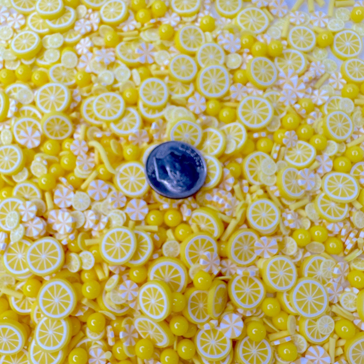 FAKE Yellow Lemon Peppermint Mix Polymer Clay Sprinkle (NOT EDIBLE)