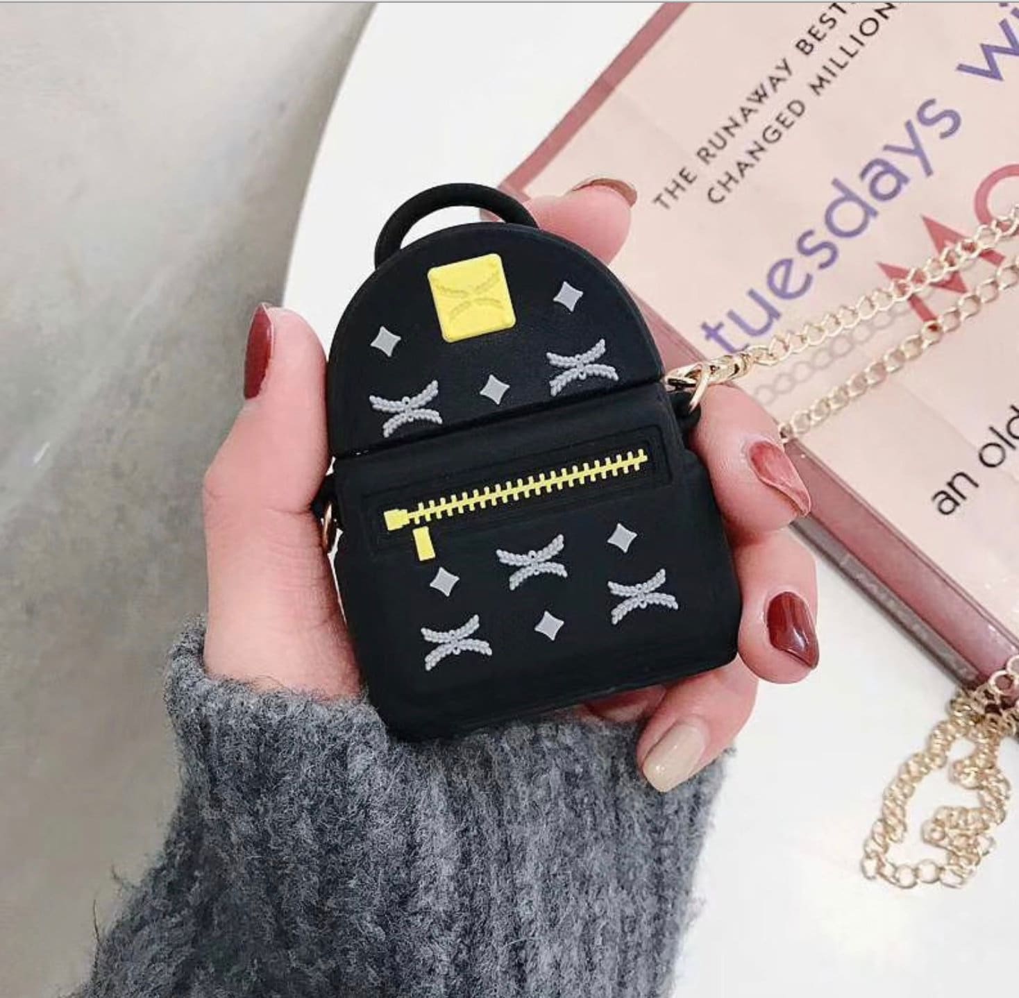 Cute Backpack with Chain Themed AirPod Generation 1, 2 , and Pro Cases