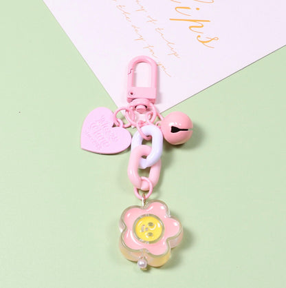 Cute Acrylic Bead and Chain Link, Animal and Flower Themed Keychain, Key ring