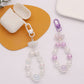 Cute Acrylic Round Bead Strand with Iridescent Paws, Animal Themed Bead Keychain, Key ring, Phone Lanyard