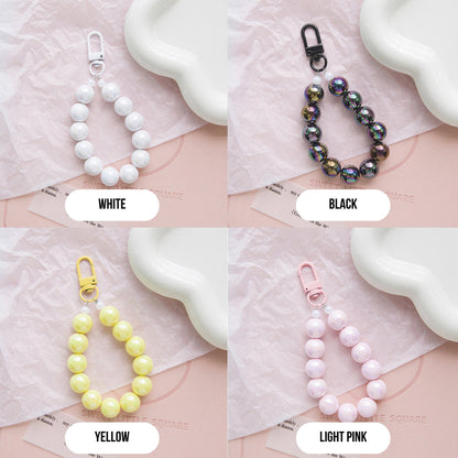 Simple Pearlescent Bead Strand Themed Keychain, Keyring, Lanyard, Phone Accessories