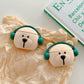 Cute Brown Bear with Green Headphones (Airpod Gen 1/2/3 and Airpod Pro Gen 1/2)