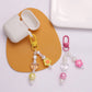 Cute AB Daisy Flower bead with Transparent Heart Themed, Keychain, Key ring
