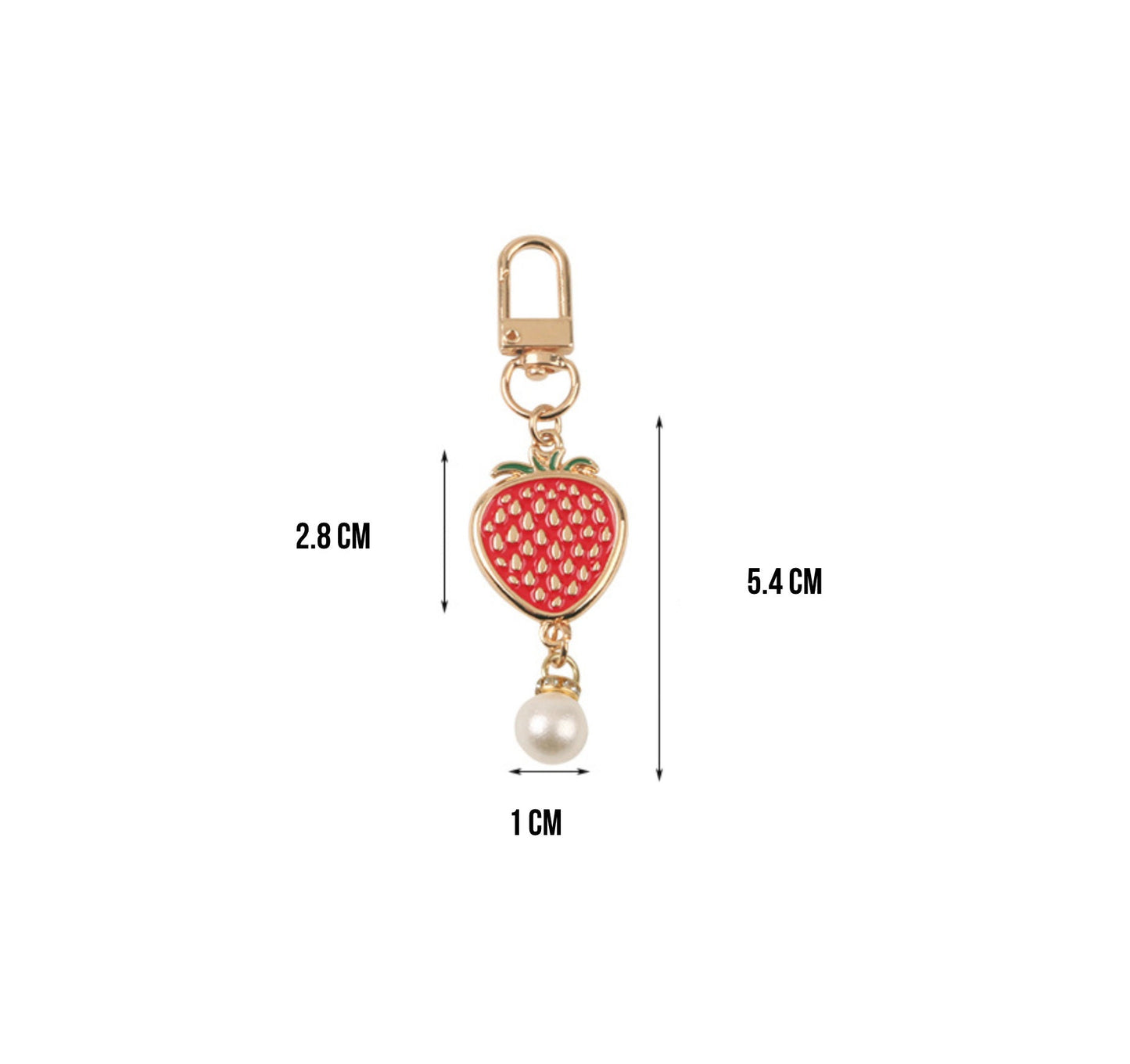 Red and Light Pink Strawberry Enamel Themed Key Ring/ Key Chain