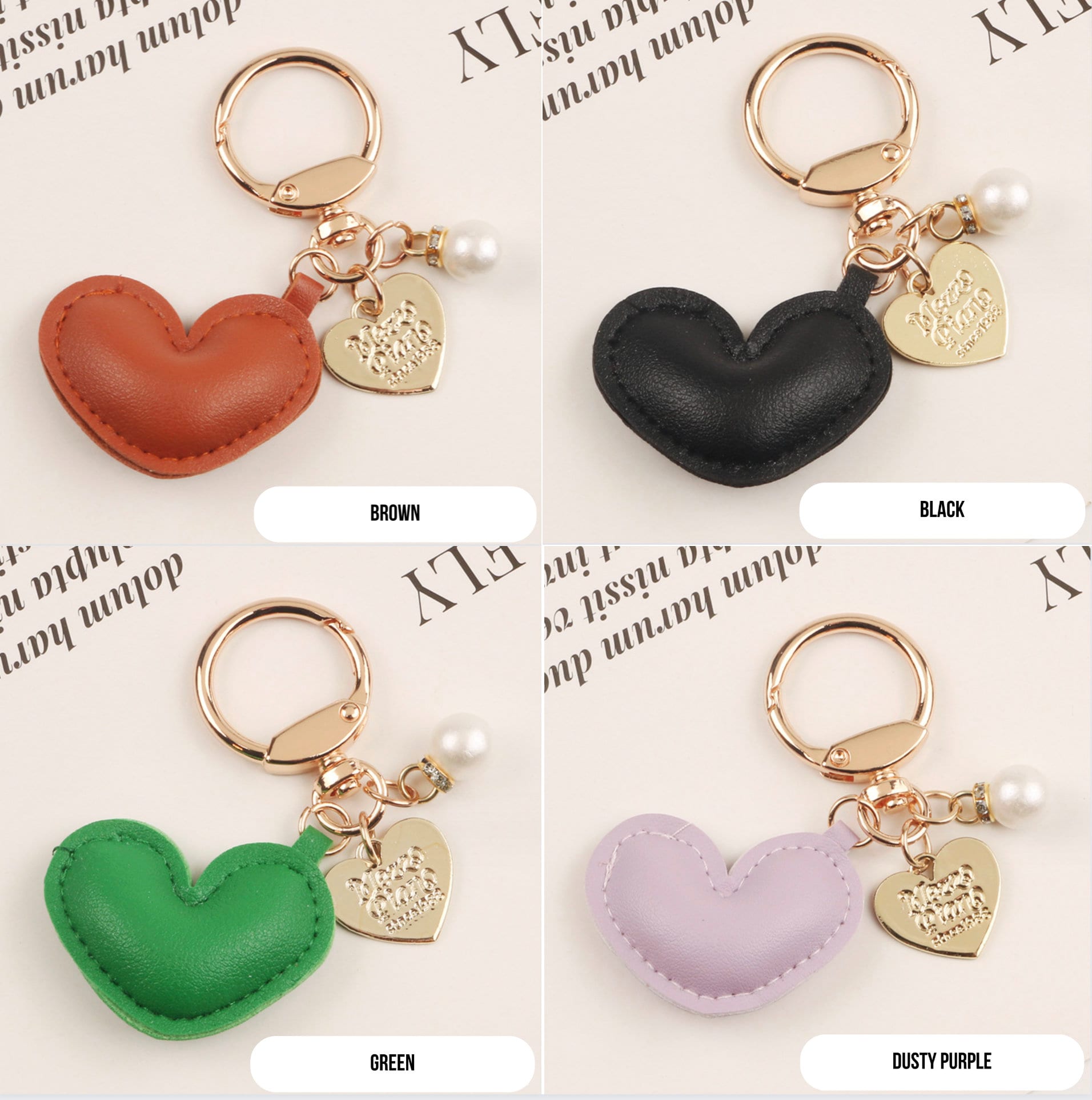 Puffy Leather Heart Themed Keychain, Keyring, Lanyard, Phone Accessories