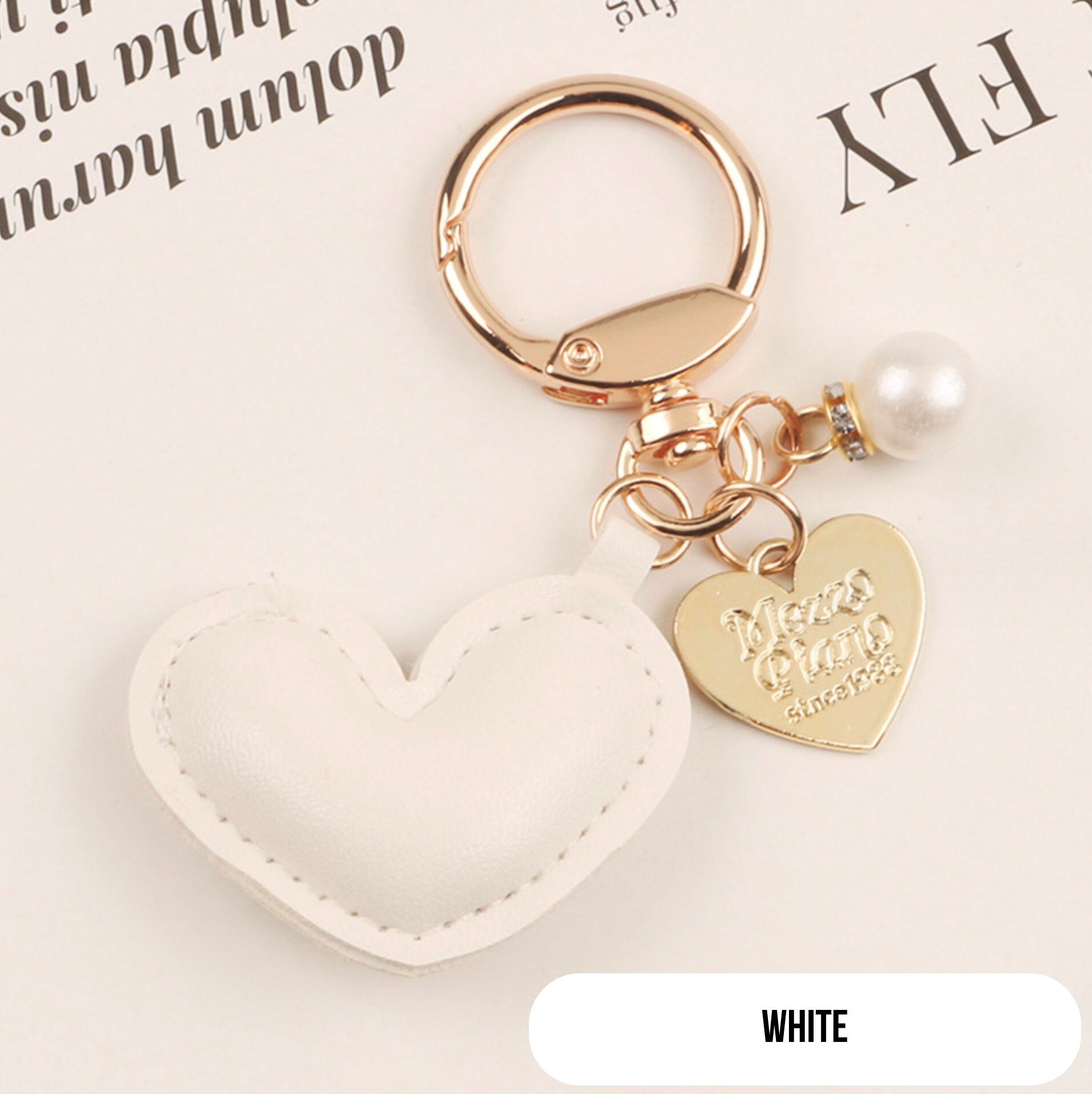 Puffy Leather Heart Themed Keychain, Keyring, Lanyard, Phone Accessories